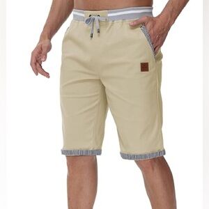 Fashion Styles News Mens Golf Chino Shorts XL Elastic Waist Tan Drawstrings